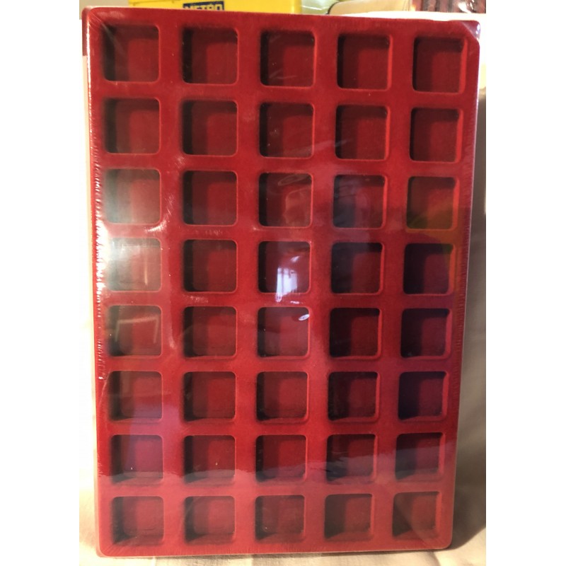 Feutrine carré clipsable rouge royal  x10