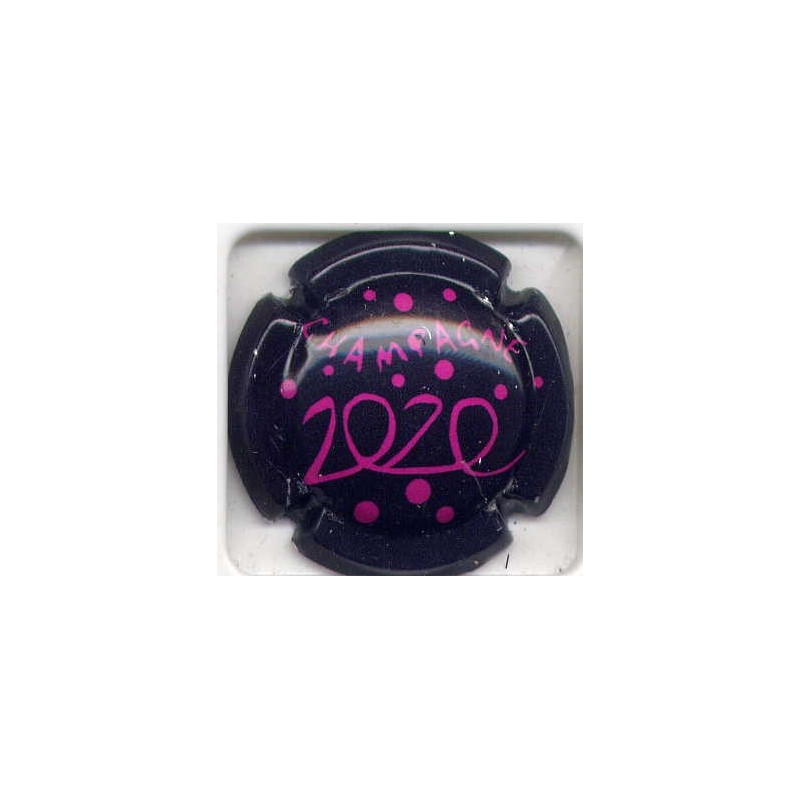 Générique an 2020 fond noir et fuschia capsule de champagne