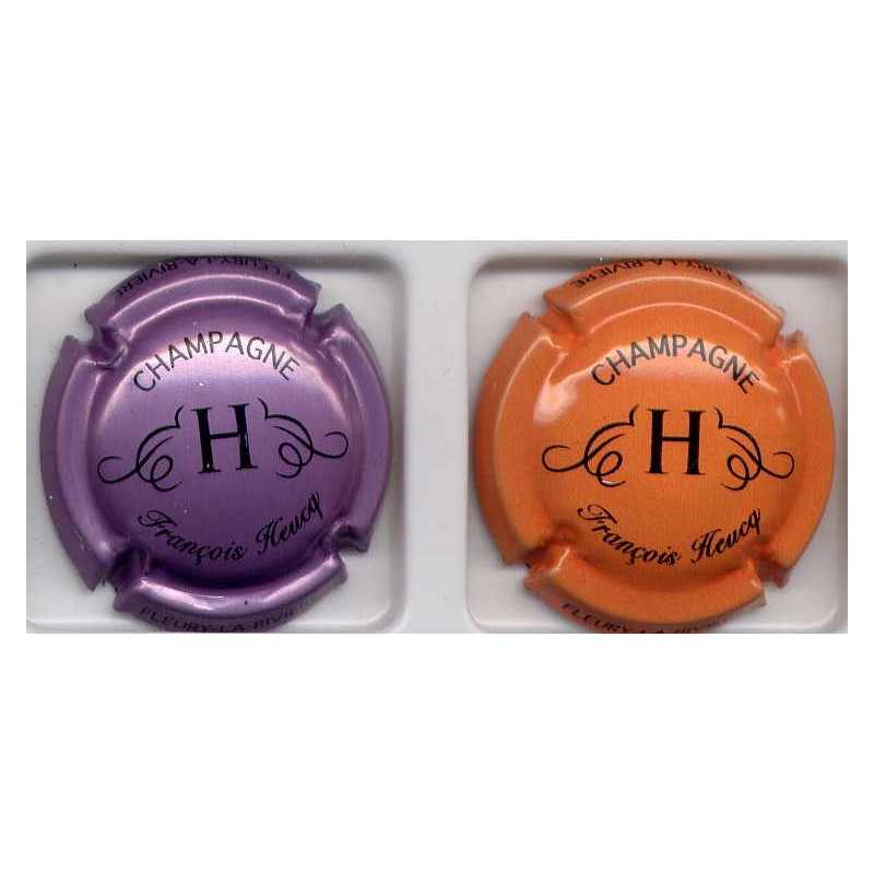 Heucq françois fond violet et fond orange 2 capsules de champagne