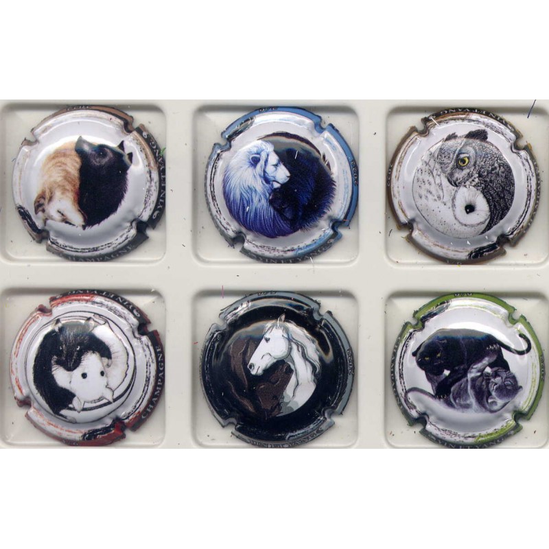 .Générique n°1244 à 1244e Yin et yang animalier série de 6 capsules génériques